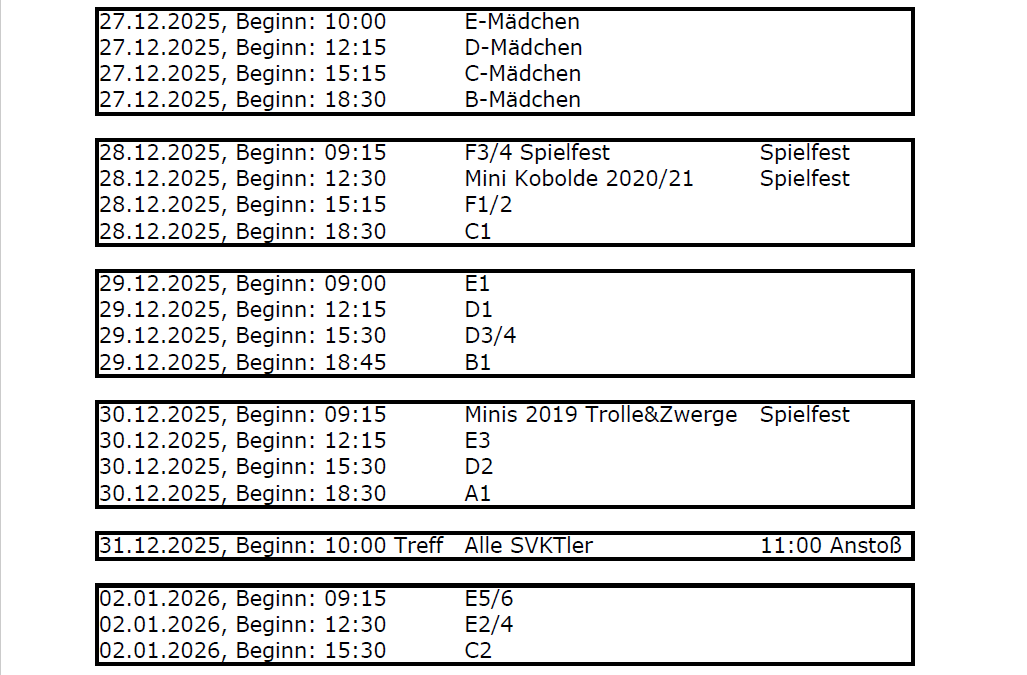 Hallenturniere in Stemmer